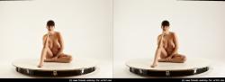 Nude Woman White Sitting poses - ALL Pregnant long brown Sitting poses - simple 3D Stereoscopic poses Pinup